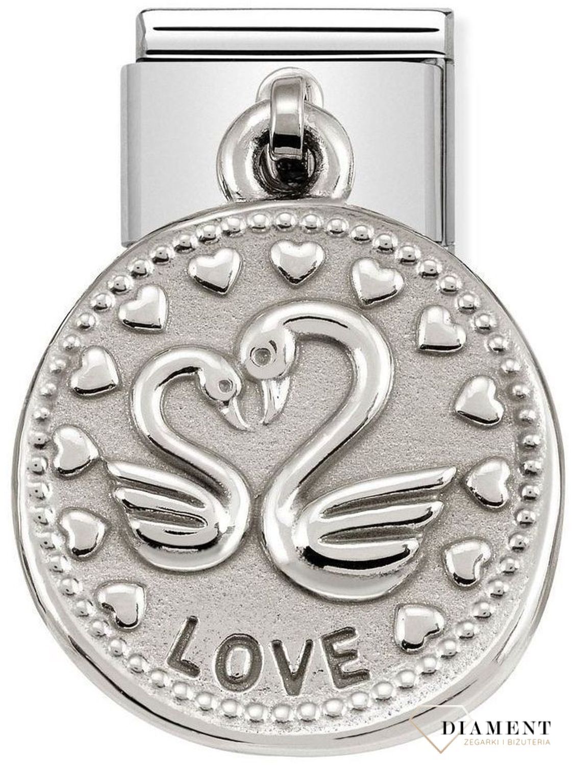 Nomination Link 925 zawieszka srebro 'Dwa łabędzie z napisem Miłość' 331800 02 biżuteria nomination nomination zawieszki nomination baza.jpg